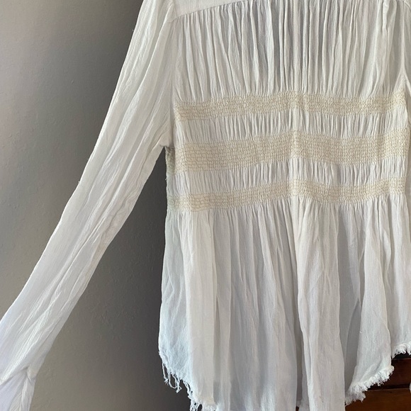 Free People White 60’s Style Blouse - Picture 10 of 12